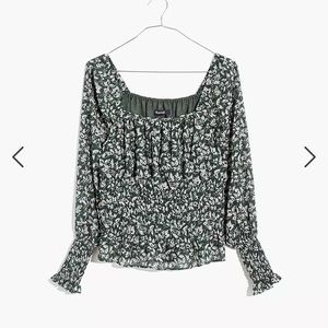 NWT Madewell Georgette Blouse Smocked Waist